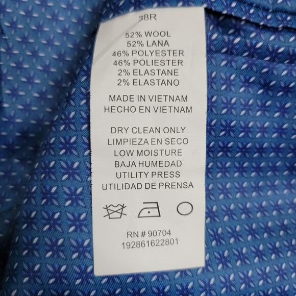 Original Penguin Navy Blue Plaid Window Pane Suit Blazer 2 Button Wool Blend 38R - Picture 5 of 7